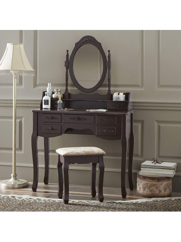 7 drawer classic mirrored dressing table